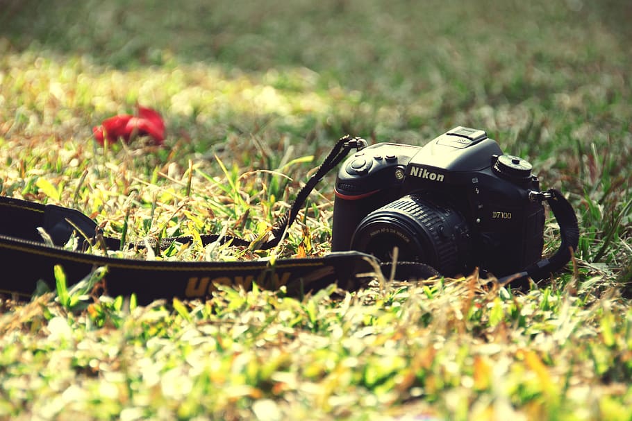 Black Nikon Dslr Camera on Ground, digital, editorial, equipment HD wallpaper