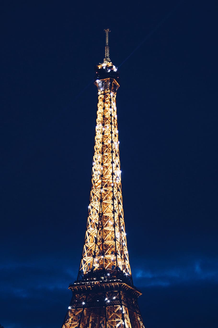dark, night, paris, eiffel tower, architecture, structure, lights HD wallpaper