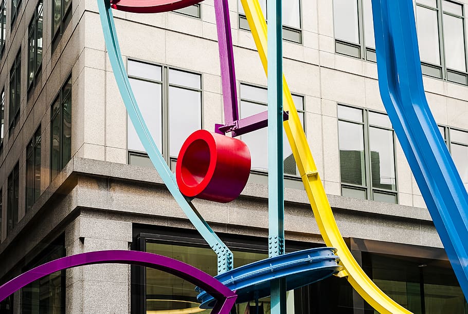 multicolored metal framed sculpture, my perspective, leica m8 HD wallpaper