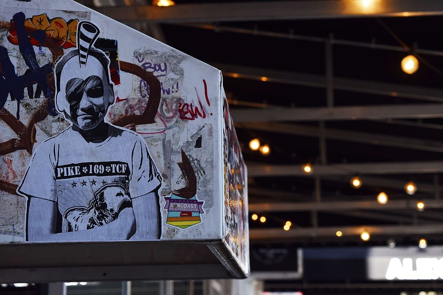 Man in Shirt Wall Decor, advertisement, art, drawing, graffiti HD wallpaper