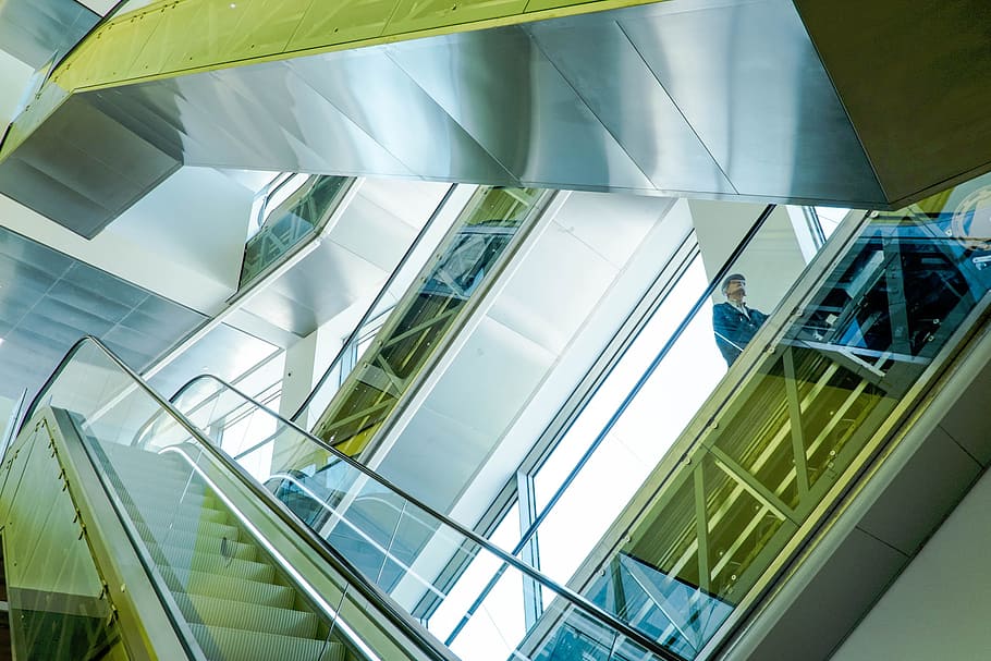 places, structure, escalator, interior, people, old, guy, grandpa HD wallpaper