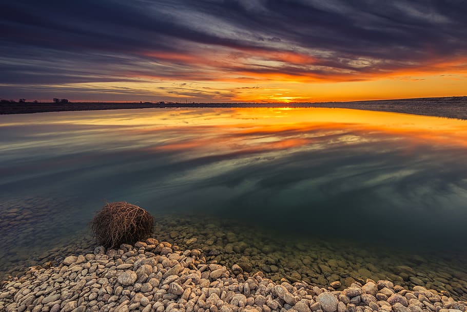 sunset, dawn, sky, nature, landscape, outdoors, body of water HD wallpaper