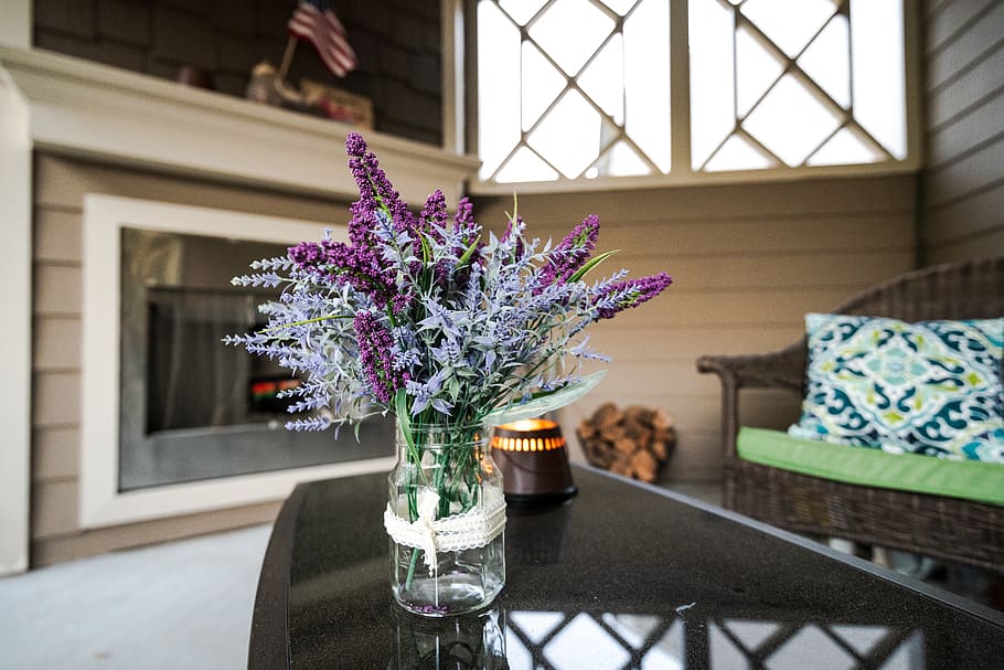 clear glass vase, plant, furniture, blossom, flower, flower arrangement HD wallpaper