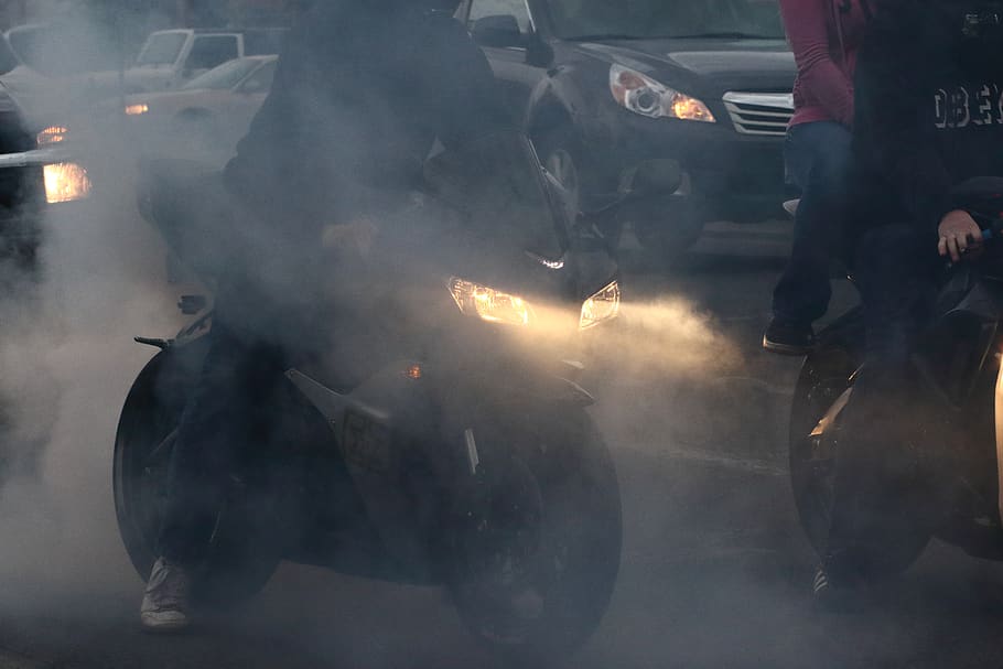 sportbike motorcycle burnout smoke