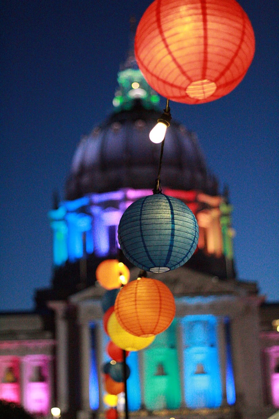 san francisco, united states, lanterns, rainbow, city hall