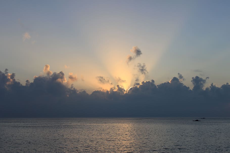 cloud, nature, sky, landscape, scenery, twilight, sea, sunshine HD wallpaper