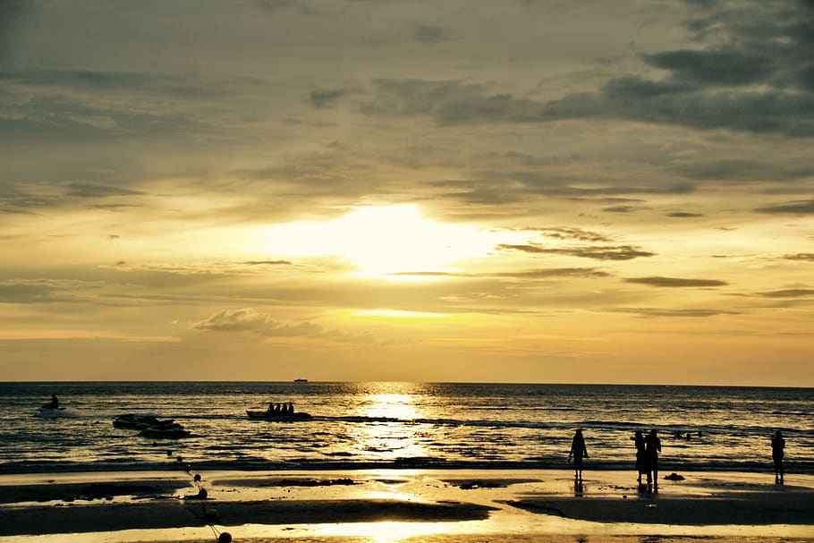 malaysia, langkawi, sunset, beach, ocean, sky, water, sea, beauty in nature HD wallpaper