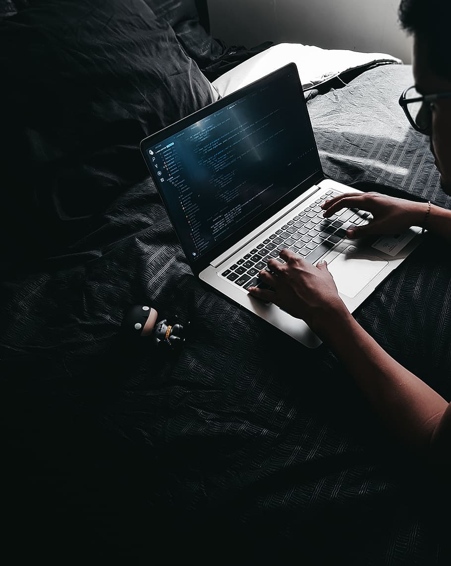 man using MacBook on table, communication, wireless technology HD wallpaper