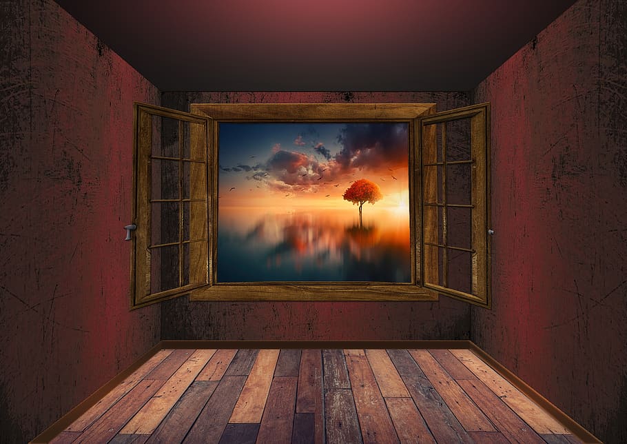 interior room, inside, inside room, apartment, fantasy, window view HD wallpaper