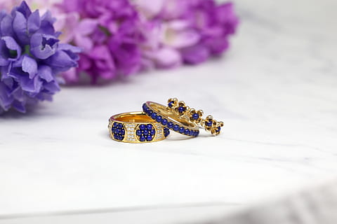blue-and-gold ring set, jewelry, accessories, accessory, gemstone HD wallpaper