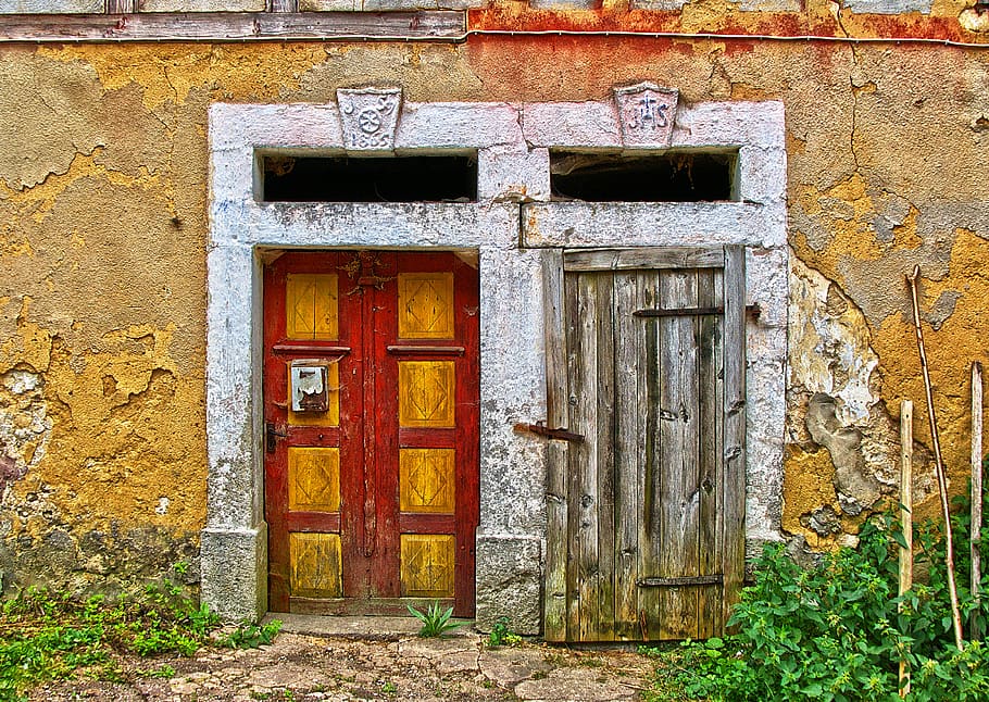 door, input, farmhouse, historically, old, wooden door, old door, HD wallpaper