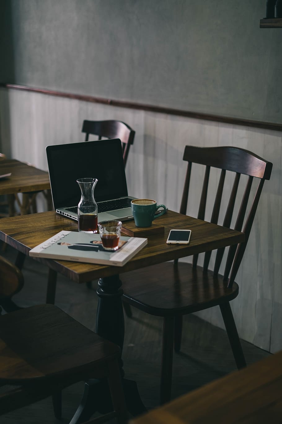 teal ceramic mug on brown wooden table, coffee, manual brew, magazine HD wallpaper