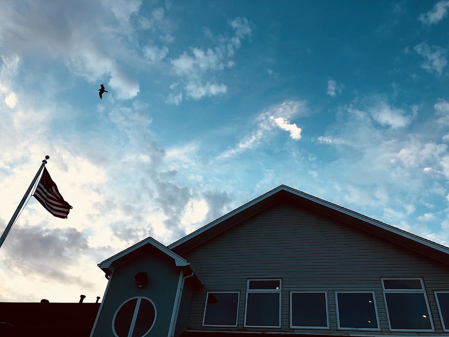 nature, clouds, flag, cloud - sky, architecture, built structure HD wallpaper