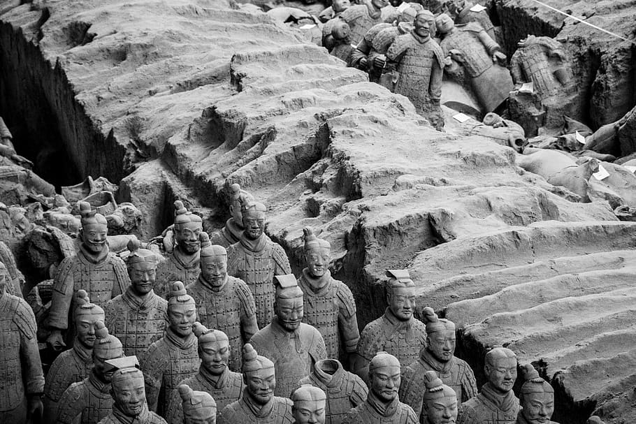 human statues, solid, no people, rock, geology, rock formation HD wallpaper
