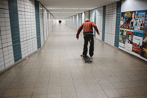Skater in tunnel, abstract, achieve, ads, alone, another, bahn HD wallpaper