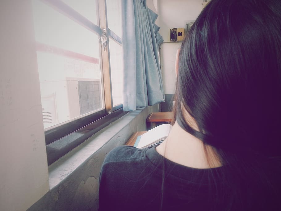 friend, love, rear view, one person, real people, window, headshot HD wallpaper