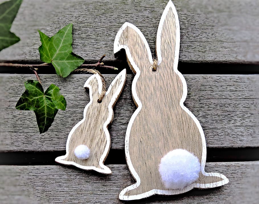 easter, easter bunny, easter tinkering, wood rabbits, hand labor HD wallpaper