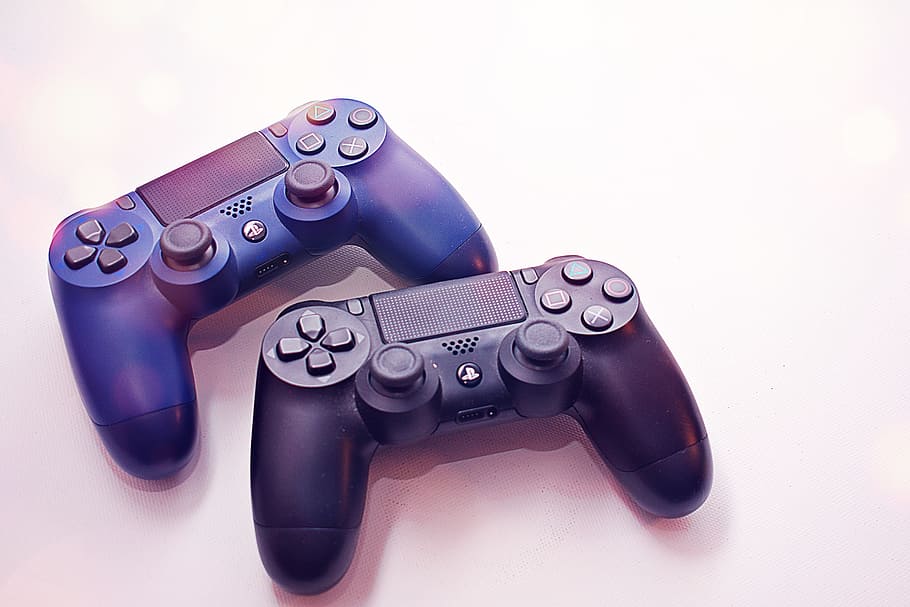 Sony Ps4 Wireless Controllers On White Surface, console, device HD wallpaper