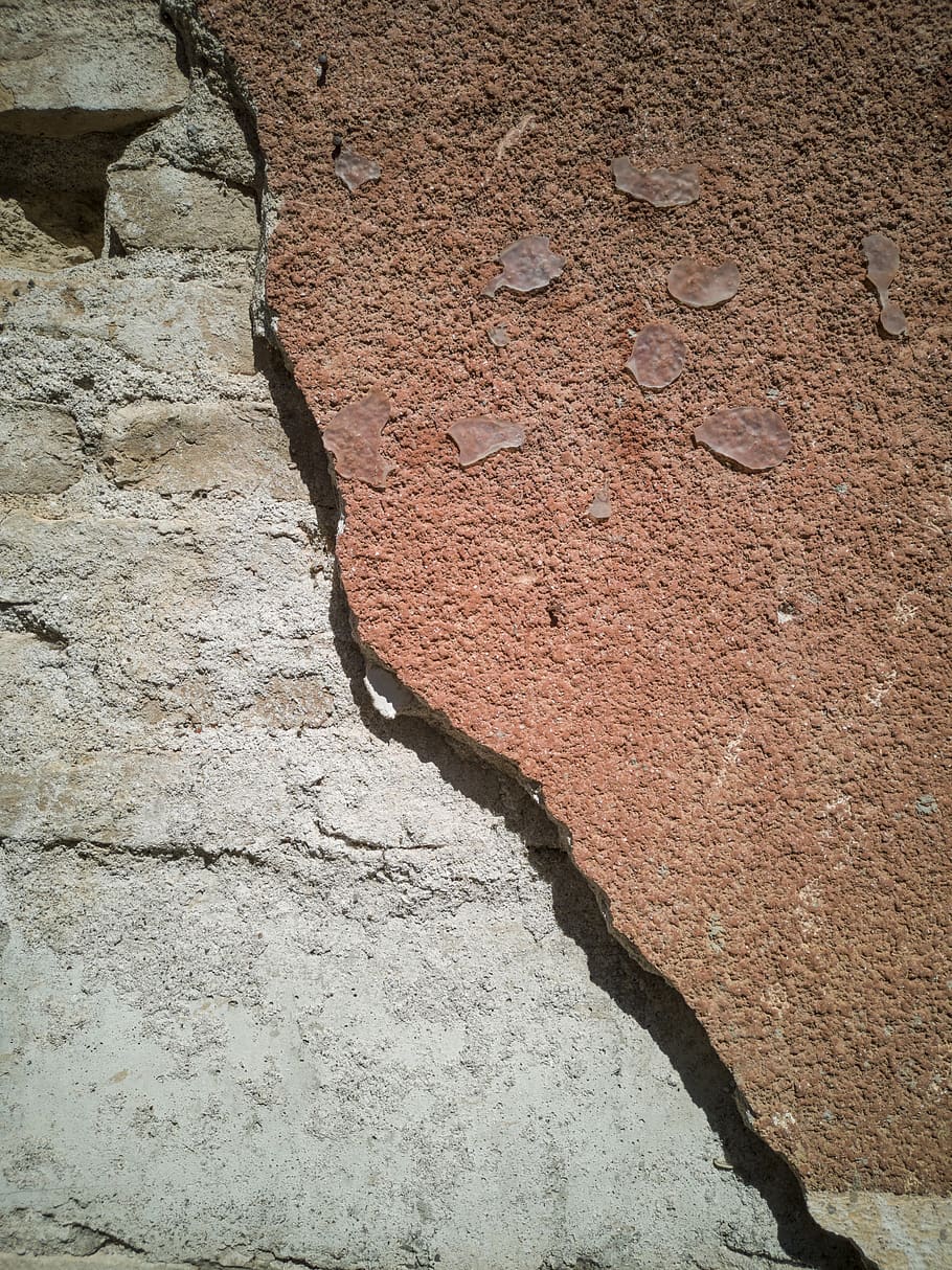 wall, broken, crack, red, plaster, cement, earthquake, damage HD wallpaper