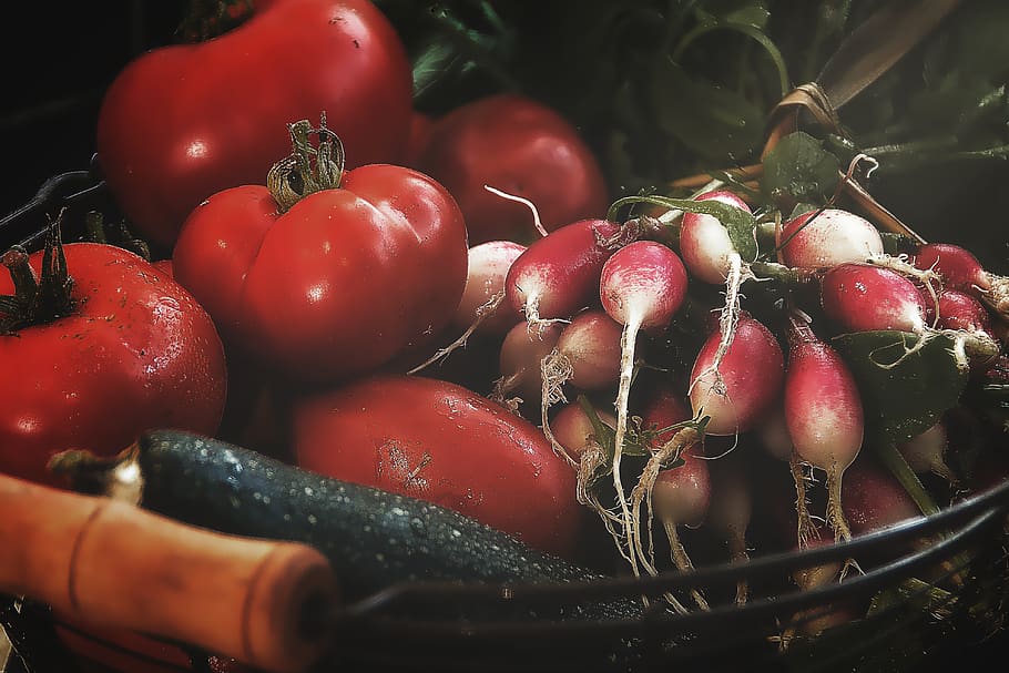 vegetables, garden, food and drink, healthy eating, fruit, red HD wallpaper