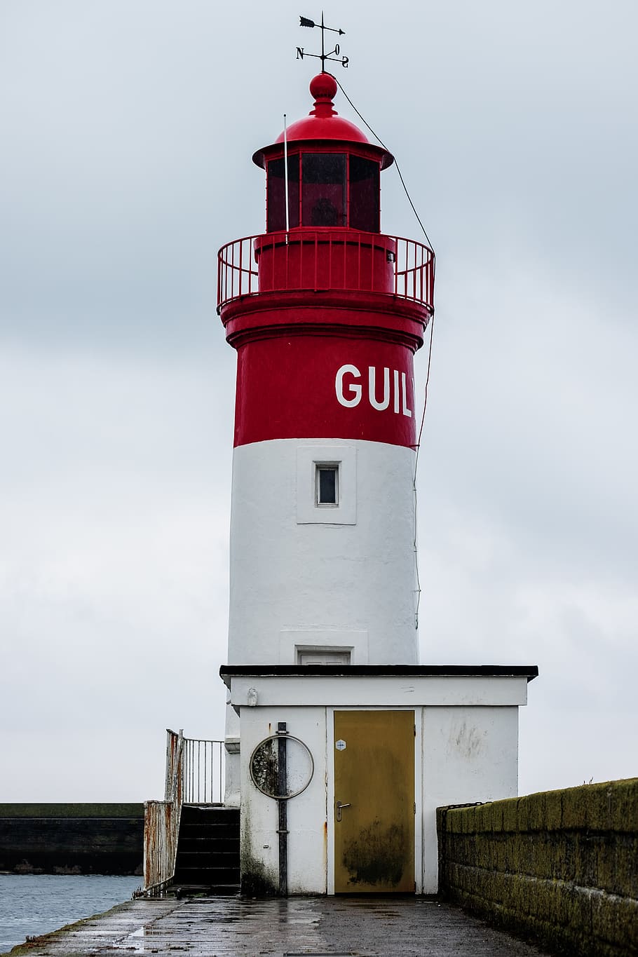 red and white lighthouse under white sky, guidance, tower, architecture HD wallpaper