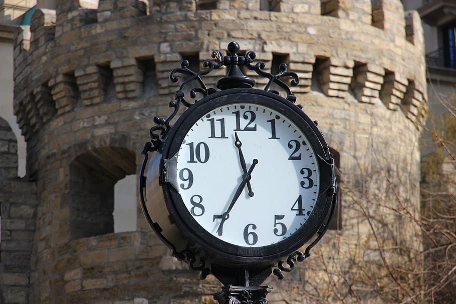 clock, time, number, architecture, built structure, low angle view HD wallpaper