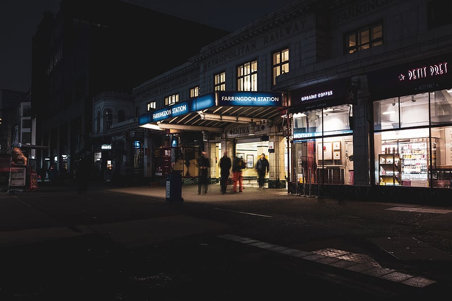 people outside storefront at night, person, human, pedestrian HD wallpaper