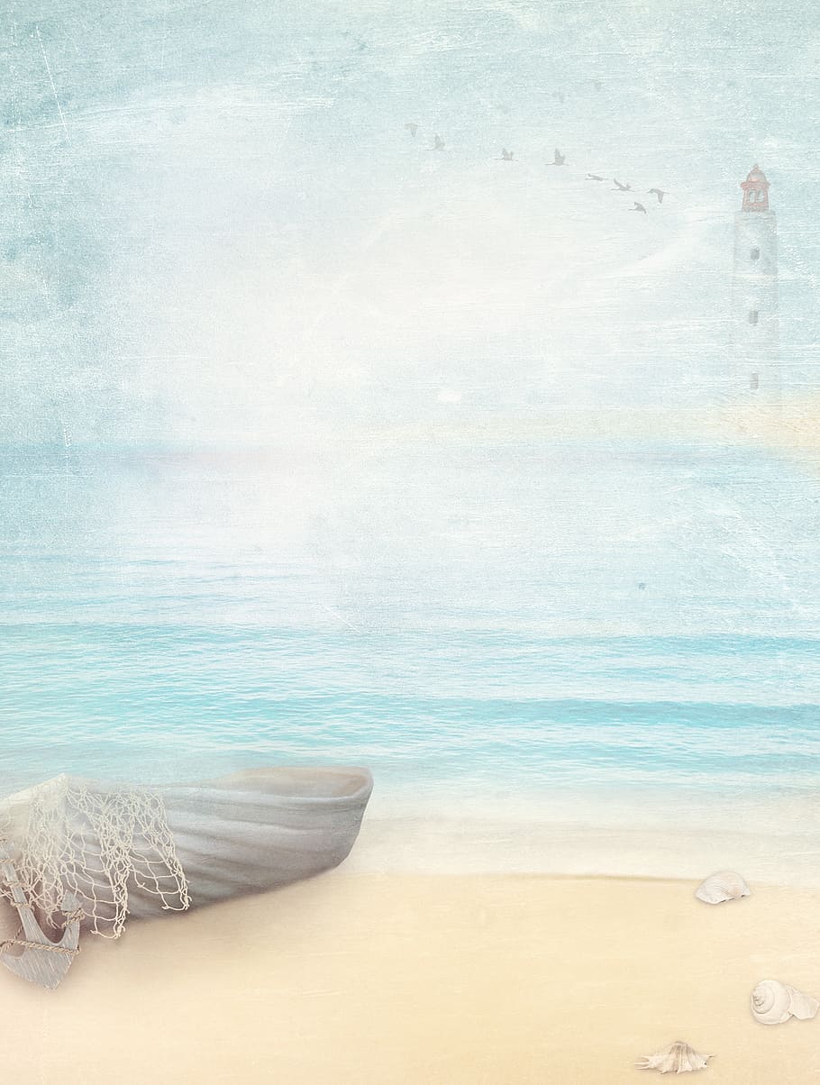 boat, sea, beach, lighthouse, fishing net, anchor, maritime HD wallpaper