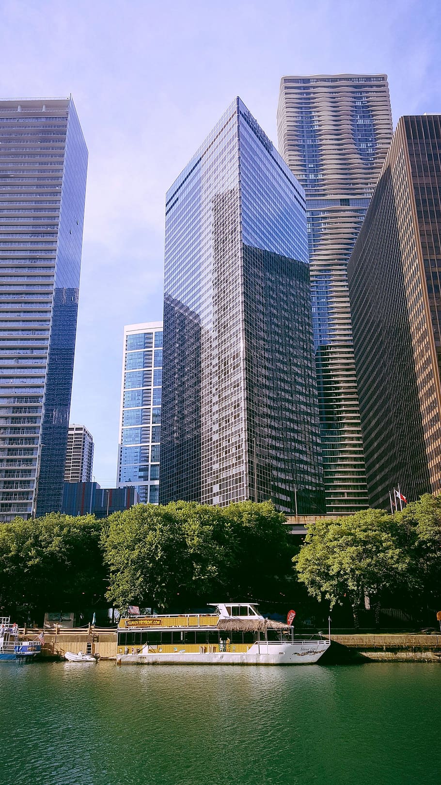 chicago, illinois, river, riverwalk, architecture, skyscrapers HD wallpaper