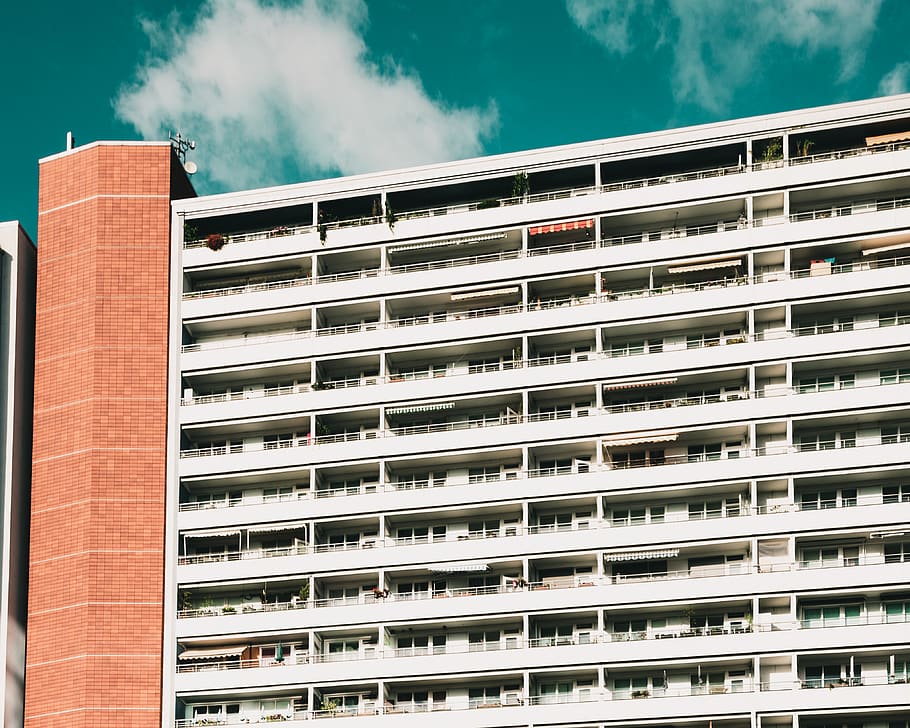 white concrete building, city, berlin, germany, high rise, urban HD wallpaper