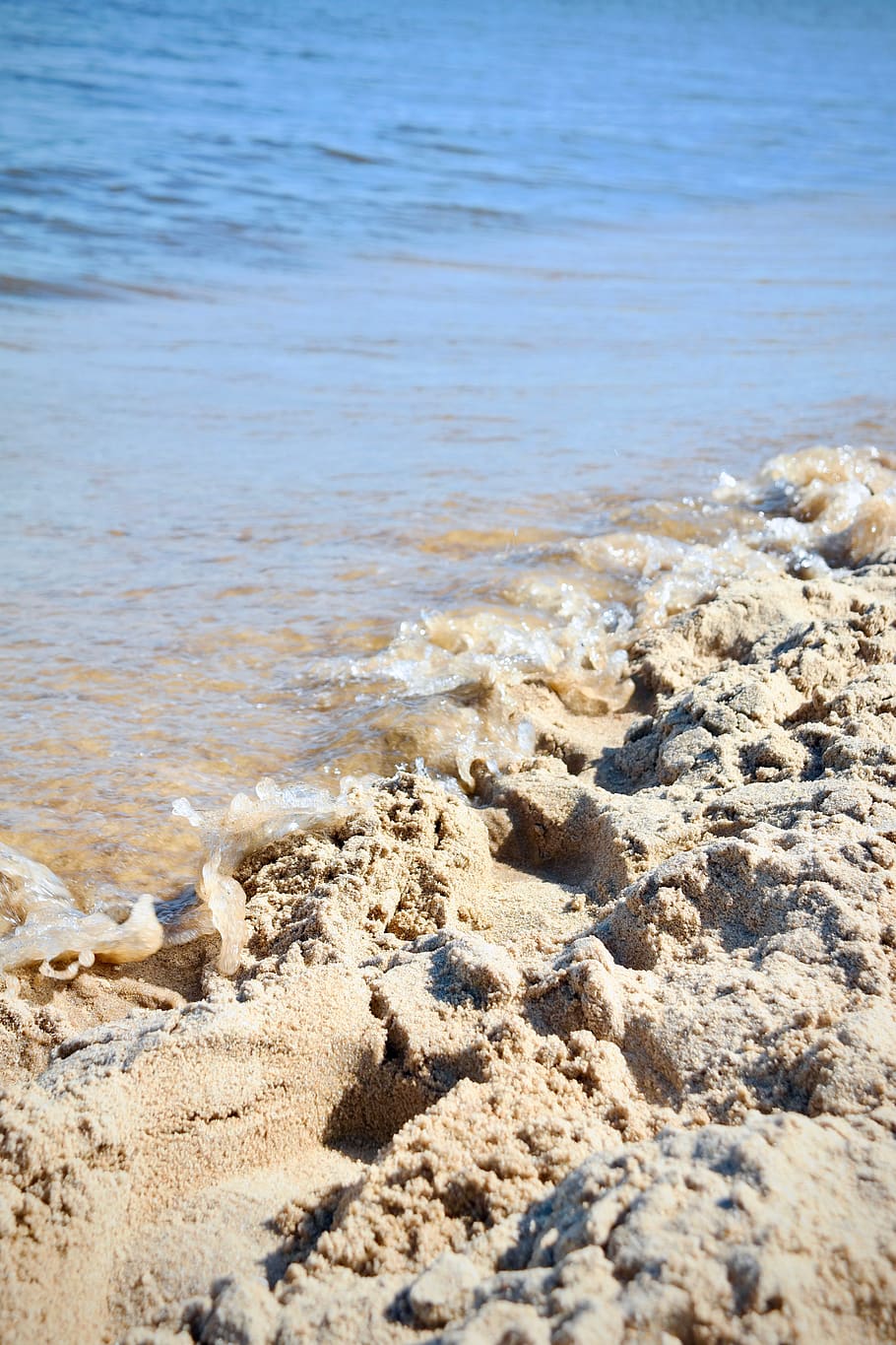 waves, sand, sea, blue, water, beach, baltic, land, nature HD wallpaper