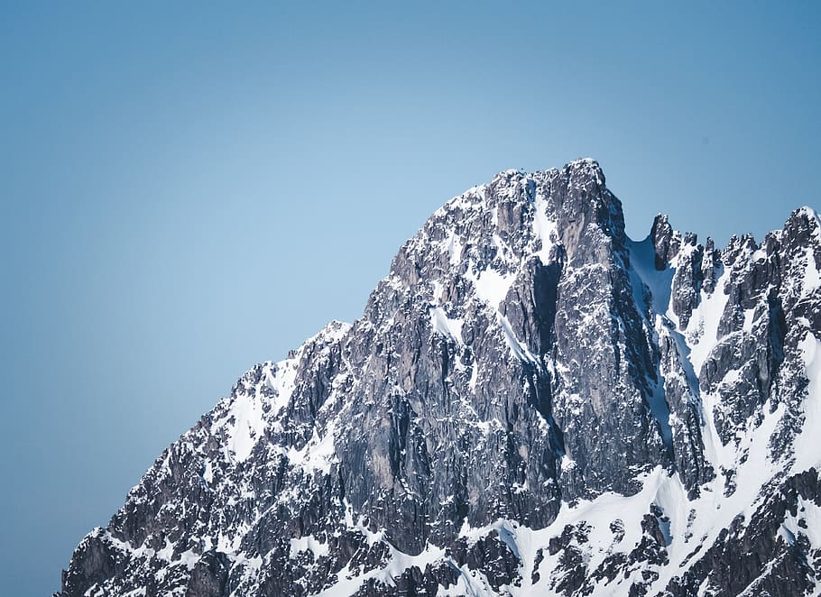 mountain covered with snow view, nature, mountain range, crest HD wallpaper