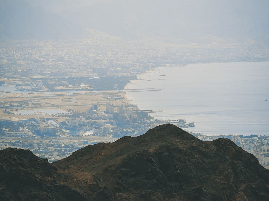 cliffs, eilat, city, water, israel, scenics - nature, beauty in nature HD wallpaper