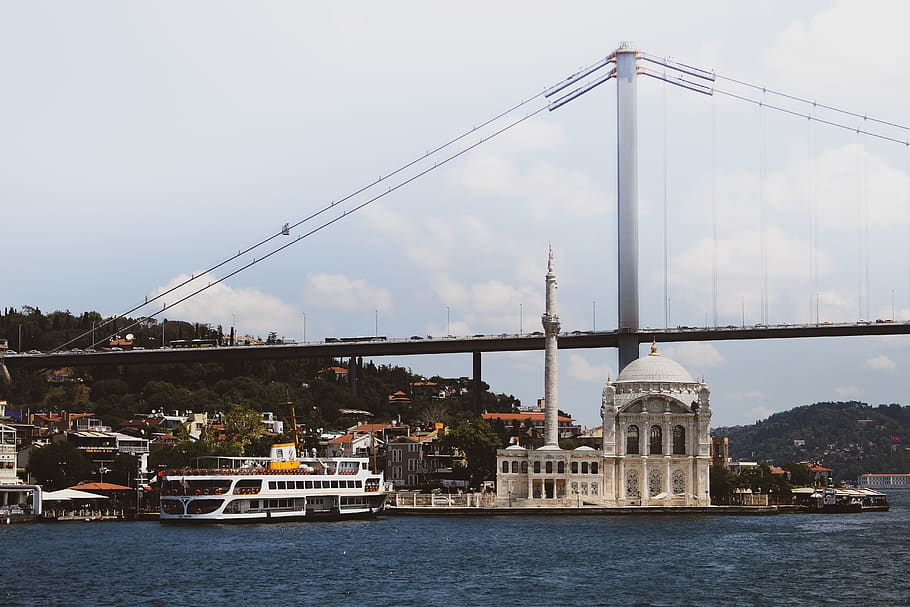 White Mosque On Body of Water, architecture, bridge, building HD wallpaper