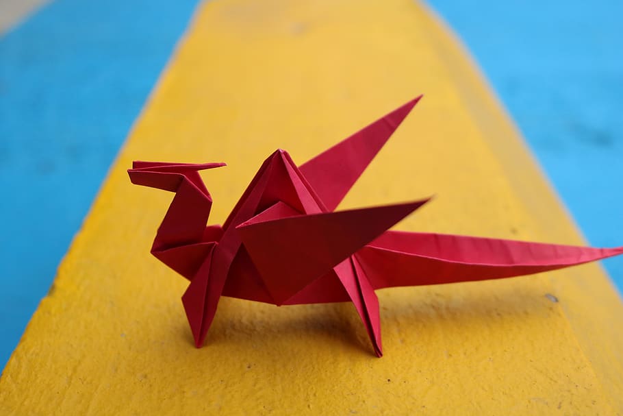 Red Origami Paper, art, yellow, art and craft, creativity, no people HD wallpaper
