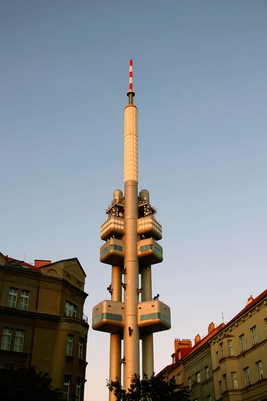 tower, zizkov, network, perspective, frequency, broadcast, prague, HD wallpaper