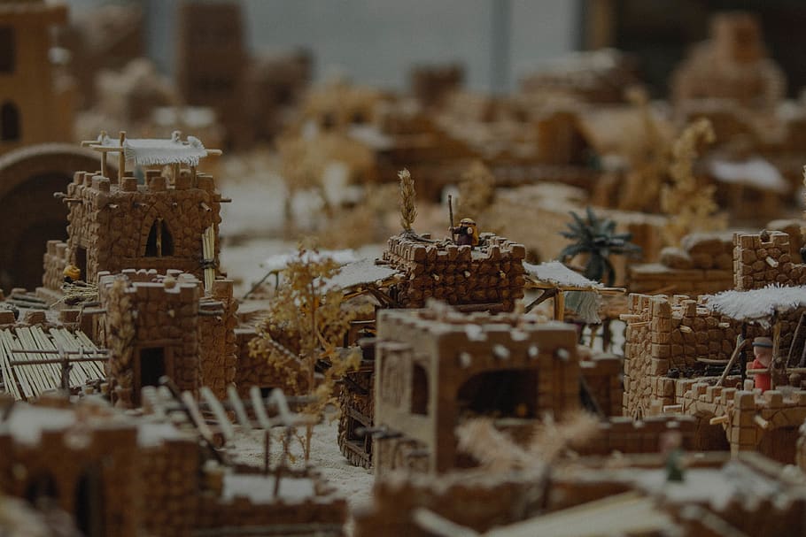 village miniature, food, cookie, biscuit, gingerbread, little world HD wallpaper