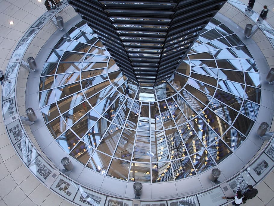 Clear Glass Dome Near People Standing on Aerial View Photography HD wallpaper