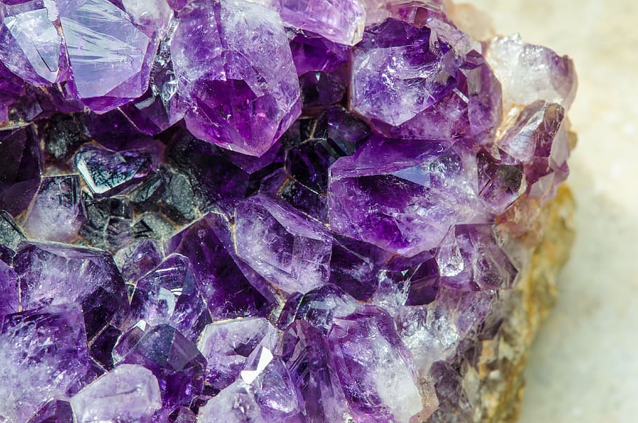 amethyst, gem, quartz, stone, mineral, violet, purple, transparent HD wallpaper