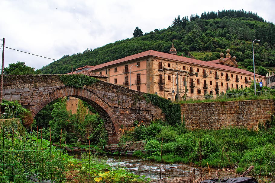 bridge, river, landscape, rural, monastery, asturias, spain HD wallpaper