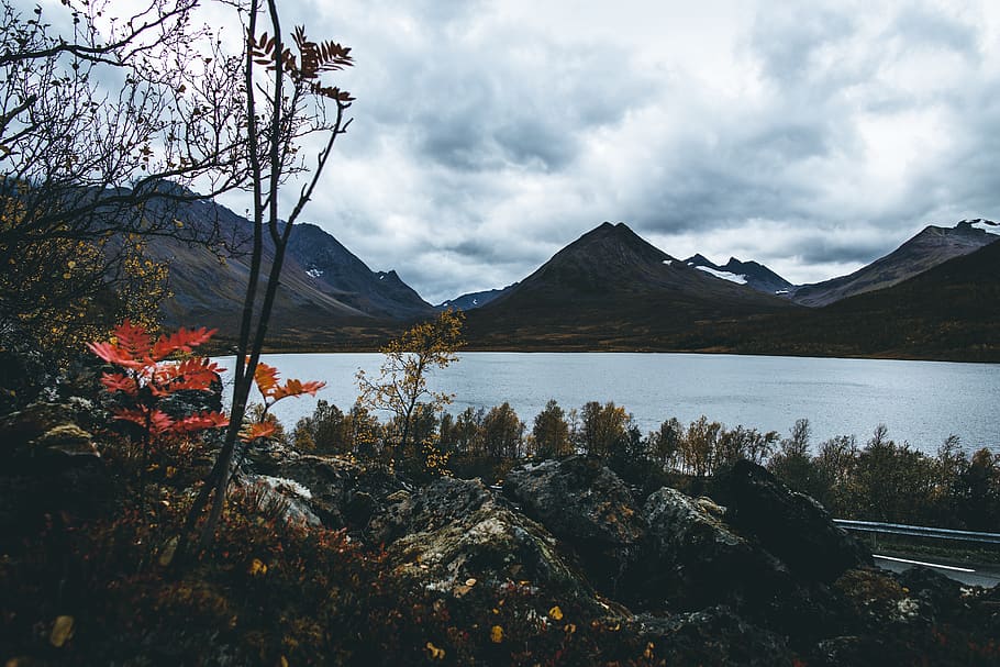 black mountain with lake, sky, cloud - sky, water, scenics - nature HD wallpaper