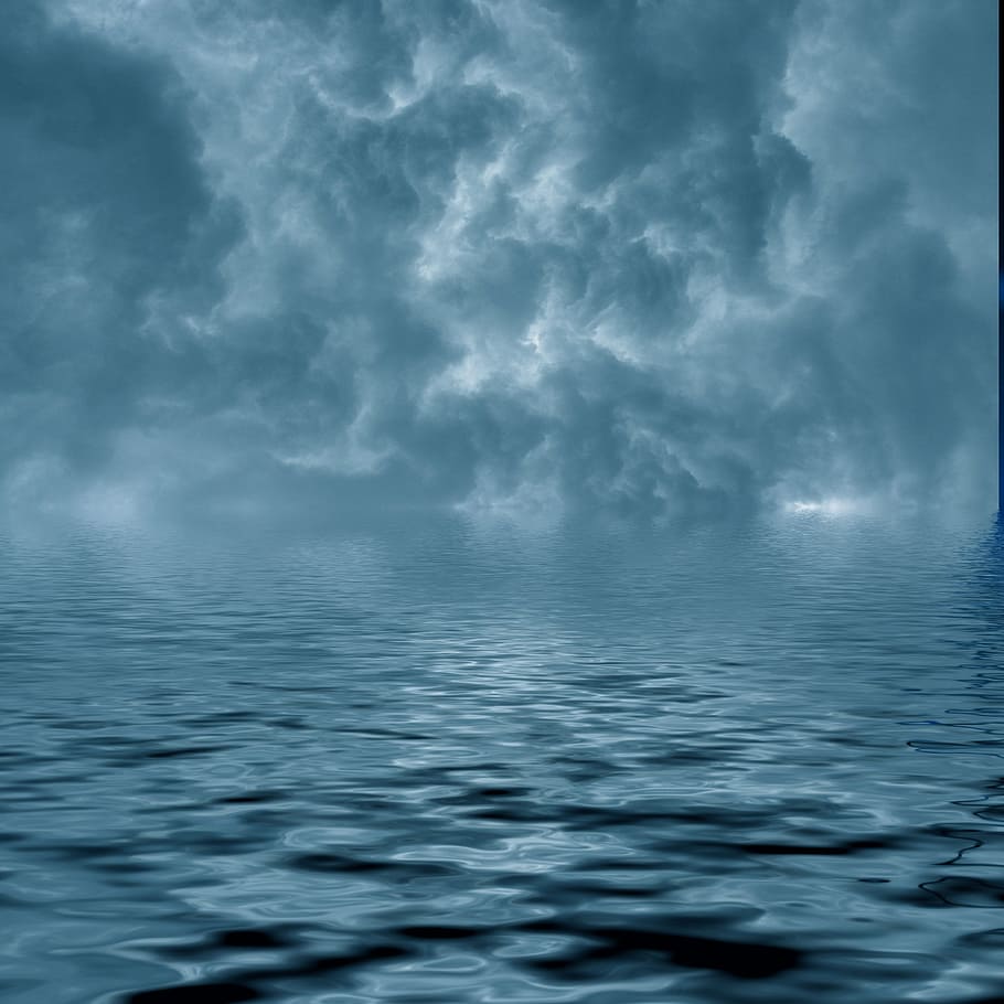 backdrop, storm, water, clouds, background, reflection, sky HD wallpaper
