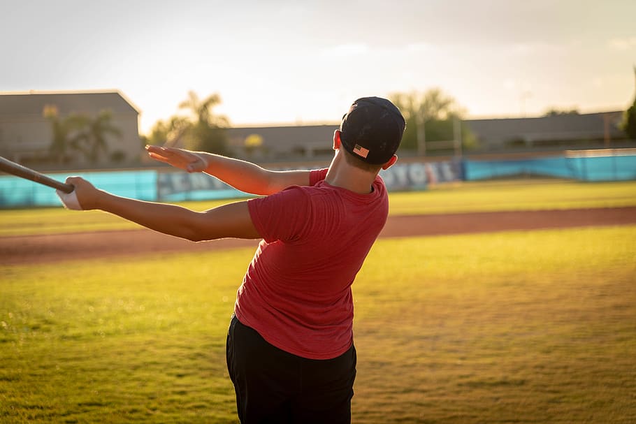 Man Swinging Baseball Bat , boy, fun, kid, male, person, sport HD wallpaper