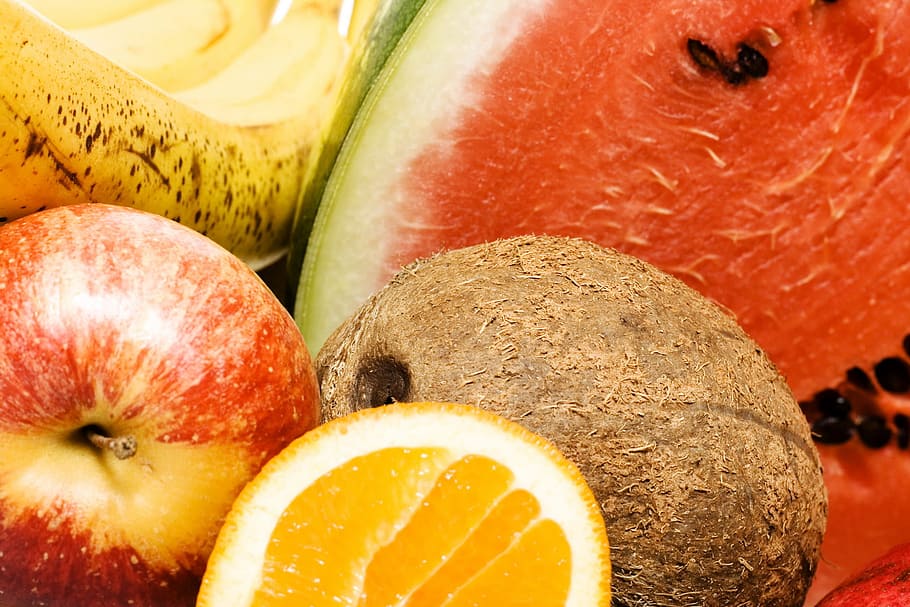 fruit, healthy, orange, apple, aplle, banana, market, watermelon HD wallpaper