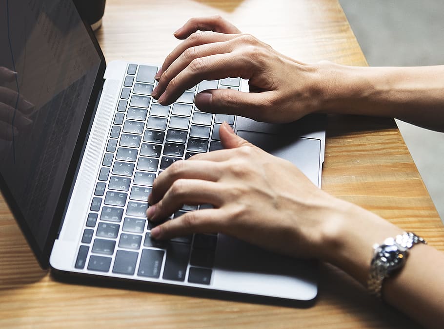 hands, woman, desk, laptop, business, computer, connection, device HD wallpaper