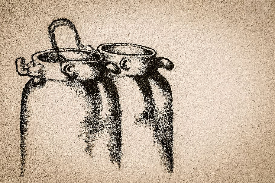 graffiti, milk cans, pot, vessel, painting, rustic, dairy farming HD wallpaper