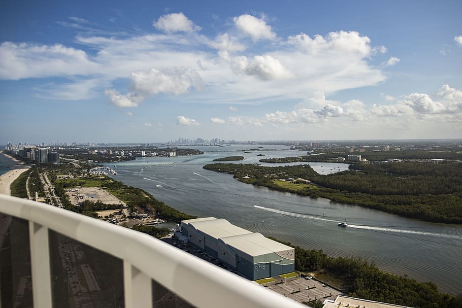 sky, balcony, skyscraper, skyline, rain, sun, sunny, miami HD wallpaper