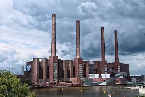 architecture, industry, sky, building, power plant, clouds HD wallpaper