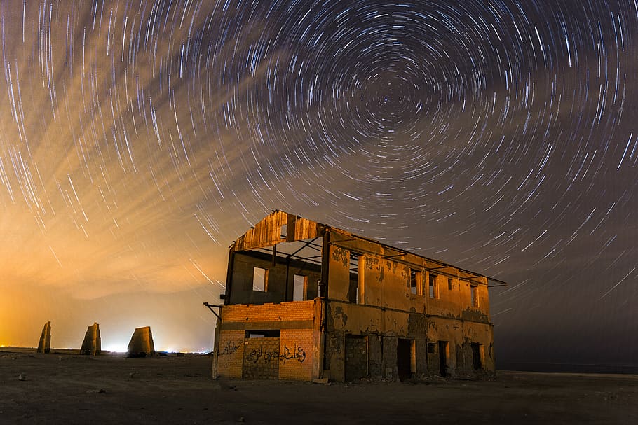 Time-lapse Photography of Grey and Brown Abandoned Building, clouds HD wallpaper