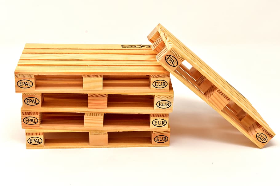 euro pallets, wood, stack, stacked, wooden pallets, industry HD wallpaper